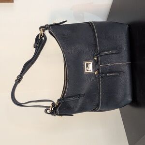 Dooney & Bourke Navy Shoulder Bag with Gold Accents